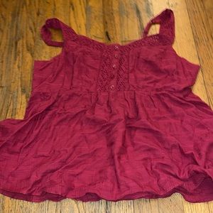 Torrid babydoll cotton window pane button front tank